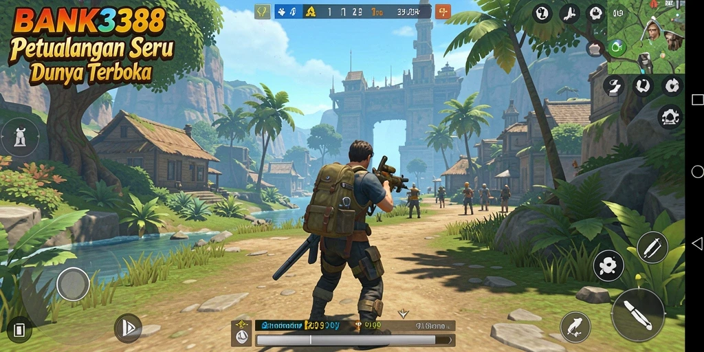 Screenshot gameplay BANK338 menampilkan petualangan dalam dunia terbuka yang luas.