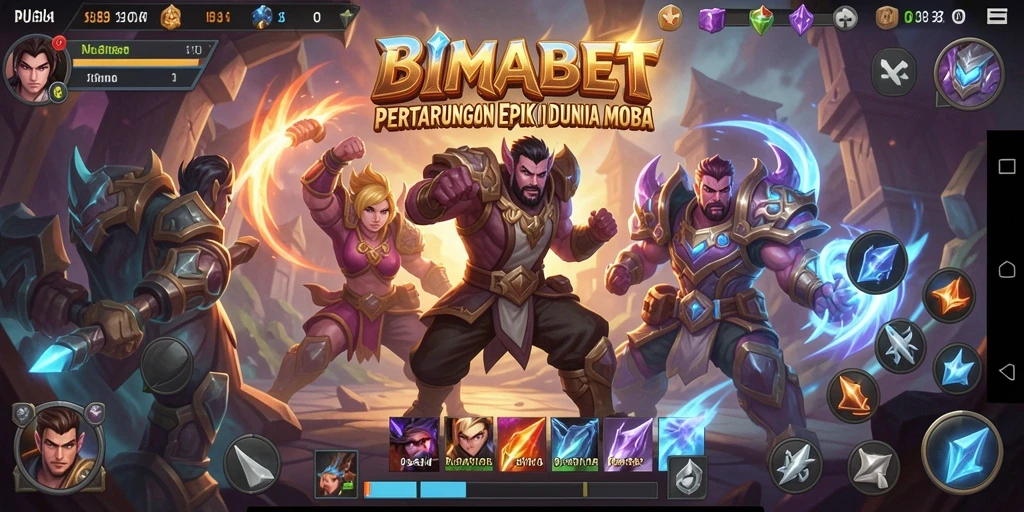 Tangkapan layar gameplay <strong>BIMABET</strong> menampilkan pertempuran seru antar tim di arena.