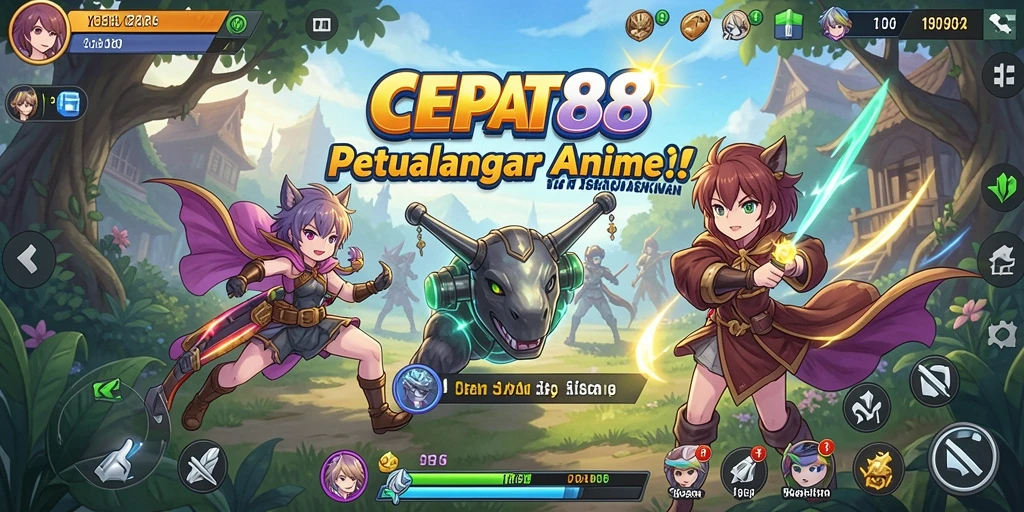 Tampilan gameplay seru di CEPAT88 dengan karakter anime yang dinamis.