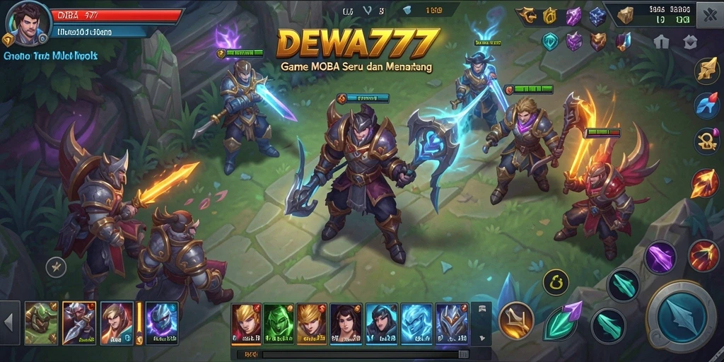 Tampilan gameplay MOBA yang seru di DEWA777.