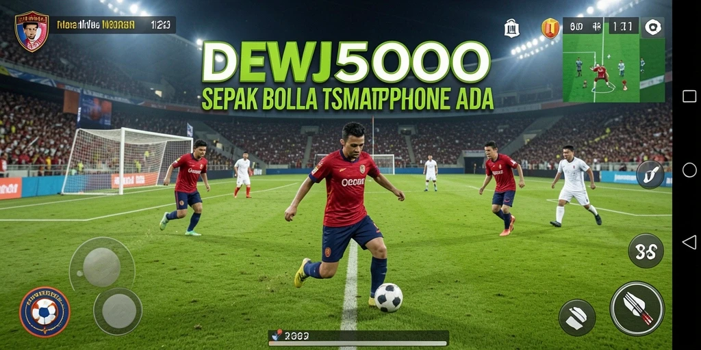 Tampilan gameplay DEWI5000 yang mendebarkan dalam aksi sepak bola.
