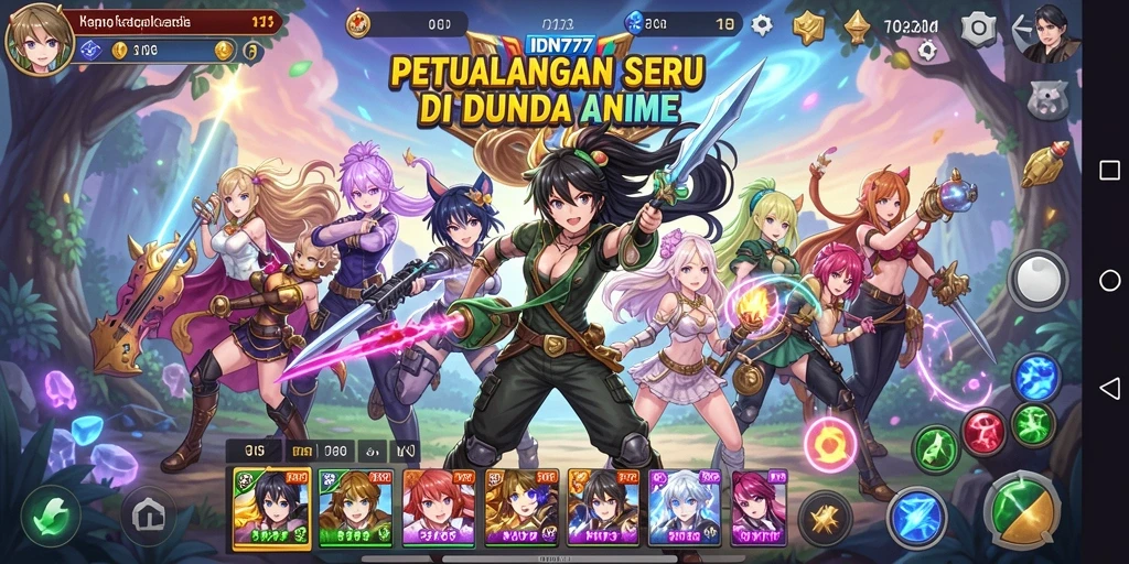 Tampilan gameplay IDN777 menampilkan aksi seru dalam dunia Anime.