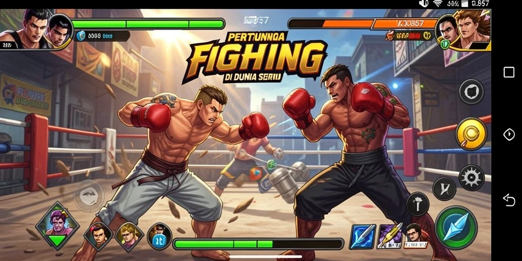 Screenshot gameplay KO857 menunjukkan aksi pertarungan yang intens.