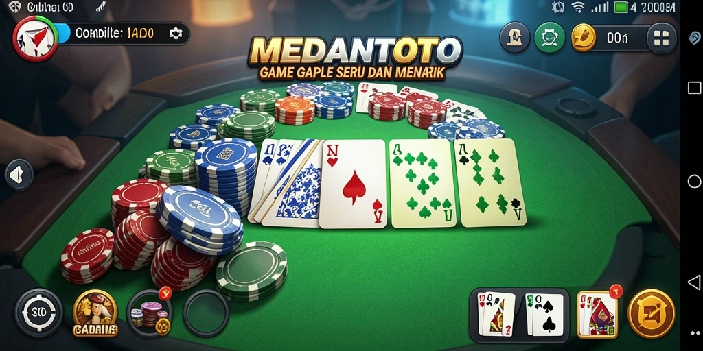 Tampilan gameplay seru dari MEDANTOTO dengan suasana Gaple yang klasik.
