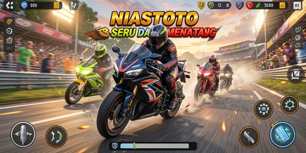 Gameplay NIASTOTO dengan grafis balapan motor yang menakjubkan.