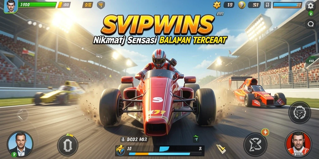 Screenshot gameplay menampilkan balapan mendebarkan di SVIPWINS.